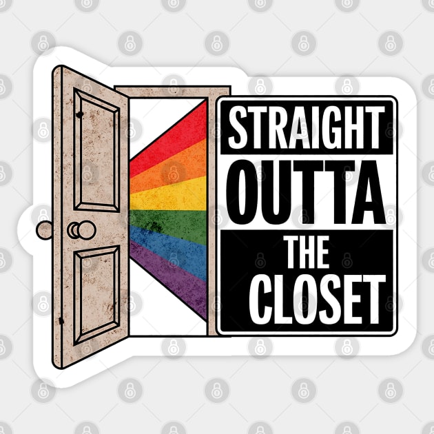 Straight Outta the Closet - LGBTQ+ Pride Rainbow Door Graphic Sticker by WarFX Designs